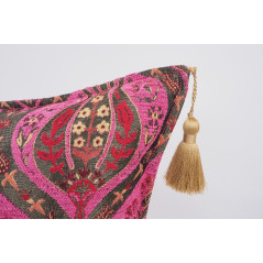 Fabric Pillow, Fabric Pillow 16x24, Mazenda Pink Morocco Pattern Turkish Jacquard Fabric Pillow Cover, Chenille Bohemian Pillow