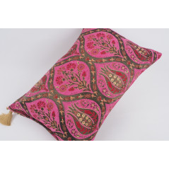 Fabric Pillow, Fabric Pillow 16x24, Mazenda Pink Morocco Pattern Turkish Jacquard Fabric Pillow Cover, Chenille Bohemian Pillow