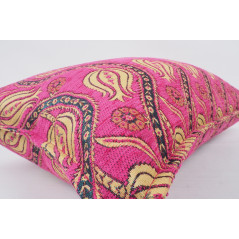 Fabric Pillow,Fabric Pillow 16x24,Mazenda Pink Water Line Tulip Pattern Turkish Jacquard Fabric Pillow,Chenille Fabric Pillow