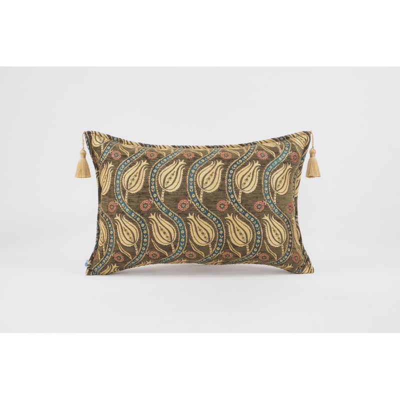 Fabric Pillow, Fabric Pillow 16x24, Moss Green Water Line Tulip Pattern Turkish Jacquard Fabric Pillow, Chenille Fabric Pillow Fabric Pillow, Fabric Pillow 16x24, Moss Green Water Line Tulip Pattern Turkish Jacquard Fabric Pillow, Chenille Fabric Pillow