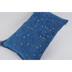 Fabric Pillow, Fabric Pillow 16x24, Navy Blue Arabian Night Pattern Turkish Fabric Pillow Cover, Chenille Bohemian Pillow