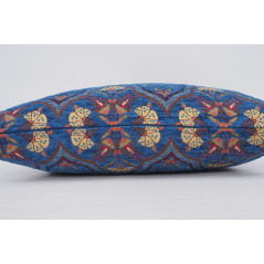 Fabric Pillow, Fabric Pillow 16x24, Navy Blue Carnation Pattern Turkish Pattern Jacquard Fabric Pillow, Bohemian Throw Pillow