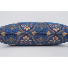 Fabric Pillow, Fabric Pillow 16x24, Navy Blue Carnation Pattern Turkish Pattern Jacquard Fabric Pillow, Bohemian Throw Pillow