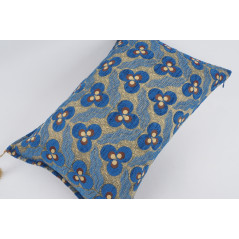 Fabric Pillow, Fabric Pillow 16x24, Navy Blue Eyes Pattern Turkish Fabric Pillow Cover, Chenille Fabric Fabric, Bohemian Pillow