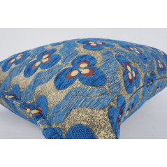 Fabric Pillow, Fabric Pillow 16x24, Navy Blue Eyes Pattern Turkish Fabric Pillow Cover, Chenille Fabric Fabric, Bohemian Pillow