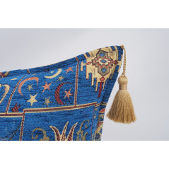 Fabric Pillow, Fabric Pillow 16x24, Navy Blue Turkish Dream Pattern Turkish Chenille Fabric Pillow, Decorative Bohemian Pillow