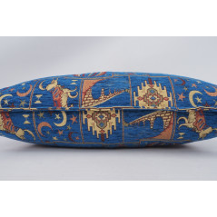 Fabric Pillow, Fabric Pillow 16x24, Navy Blue Turkish Dream Pattern Turkish Chenille Fabric Pillow, Decorative Bohemian Pillow