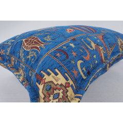 Fabric Pillow, Fabric Pillow 16x24, Navy Blue Turkish Dream Pattern Turkish Chenille Fabric Pillow, Decorative Bohemian Pillow