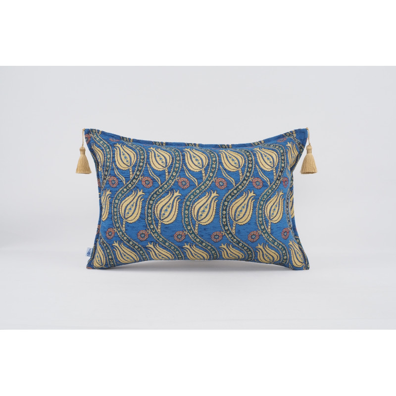 Fabric Pillow, Fabric Pillow 16x24, Navy Blue Water Line Tulip Pattern Turkish Jacquard Fabric Pillow, Chenille Fabric Pillow Fabric Pillow, Fabric Pillow 16x24, Navy Blue Water Line Tulip Pattern Turkish Jacquard Fabric Pillow, Chenille Fabric Pillow