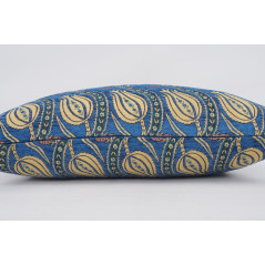 Fabric Pillow, Fabric Pillow 16x24, Navy Blue Water Line Tulip Pattern Turkish Jacquard Fabric Pillow, Chenille Fabric Pillow