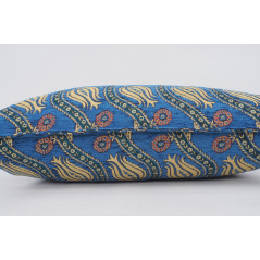 Fabric Pillow, Fabric Pillow 16x24, Navy Blue Water Line Tulip Pattern Turkish Jacquard Fabric Pillow, Chenille Fabric Pillow