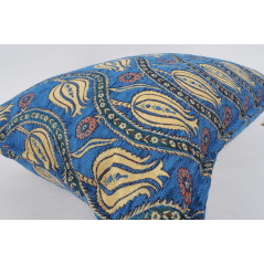 Fabric Pillow, Fabric Pillow 16x24, Navy Blue Water Line Tulip Pattern Turkish Jacquard Fabric Pillow, Chenille Fabric Pillow