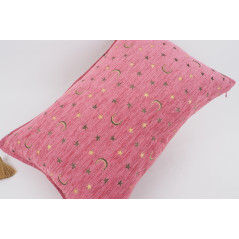Fabric Pillow, Fabric Pillow 16x24, Pale Pink Arabian Night Pattern Turkish Fabric Pillow Cover, Chenille Bohemian Pillow