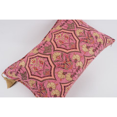 Fabric Pillow, Fabric Pillow 16x24, Pale Pink Carnation Pattern Turkish Pattern Jacquard Fabric Pillow, Bohemian Throw Pillow