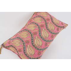 Fabric Pillow, Fabric Pillow 16x24, Pale Pink Water Line Tulip Pattern Turkish Fabric Pillow, Decorative Pillow, Bohemian Pillow