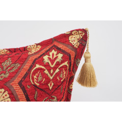 Fabric Pillow, Fabric Pillow 16x24, Red Carnation Pattern Turkish Pattern Jacquard Fabric Pillow, Bohemian Pillow, Throw Pillow