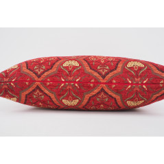 Fabric Pillow, Fabric Pillow 16x24, Red Carnation Pattern Turkish Pattern Jacquard Fabric Pillow, Bohemian Pillow, Throw Pillow