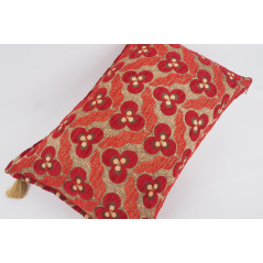 Fabric Pillow, Fabric Pillow 16x24, Red Tiger Eyes Pattern Turkish Fabric Pillow Cover, Chenille Fabric Pillow, Bohemian Pillow