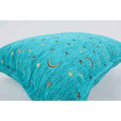 Fabric Pillow, Fabric Pillow 16x24, Turquoise Blue  Arabian Night Pattern Turkish Fabric Pillow Cover, Chenille Bohemian Pillow