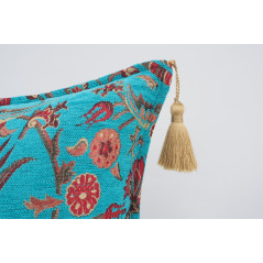 Fabric Pillow,Fabric Pillow 16x24,Turquoise Blue Caucasus Carnation Pattern Turkish Fabric Pillow, Decorative Bohemian Pillow
