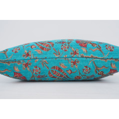 Fabric Pillow,Fabric Pillow 16x24,Turquoise Blue Caucasus Carnation Pattern Turkish Fabric Pillow, Decorative Bohemian Pillow