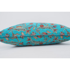 Fabric Pillow,Fabric Pillow 16x24,Turquoise Blue Caucasus Carnation Pattern Turkish Fabric Pillow, Decorative Bohemian Pillow