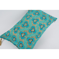 Fabric Pillow, Fabric Pillow 16x24, Turquoise Blue Tiger Eyes Pattern Turkish Fabric Pillow Cover, Chenille Bohemian Pillow