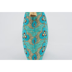 Fabric Pillow, Fabric Pillow 16x24, Turquoise Blue Tiger Eyes Pattern Turkish Fabric Pillow Cover, Chenille Bohemian Pillow