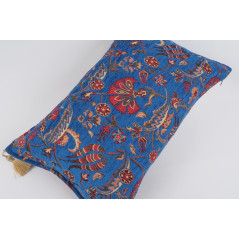 Fabric Pillow, Fabric Pillow 16x24,Navy Blue Caucasus Carnation Pattern Turkish Fabric Pillow, Decorative Pillow,Bohemian Pillow
