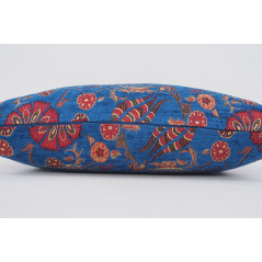 Fabric Pillow, Fabric Pillow 16x24,Navy Blue Caucasus Carnation Pattern Turkish Fabric Pillow, Decorative Pillow,Bohemian Pillow