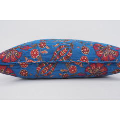 Fabric Pillow, Fabric Pillow 16x24,Navy Blue Caucasus Carnation Pattern Turkish Fabric Pillow, Decorative Pillow,Bohemian Pillow