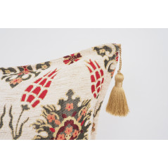 Fabric Pillow,Fabric Pillow 16x24,Beige Topkapi Palace Tulip Pattern Turkish Jacquard Fabric Pillow Cover,Throw Pillow Case