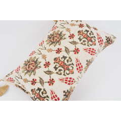 Fabric Pillow,Fabric Pillow 16x24,Beige Topkapi Palace Tulip Pattern Turkish Jacquard Fabric Pillow Cover,Throw Pillow Case