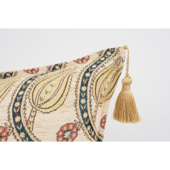 Fabric Pillow,Fabric Pillow 16x24,Beige Water Line Tulip Pattern Turkish Jacquard Fabric Pillow Cover,Chenille Fabric Pillow