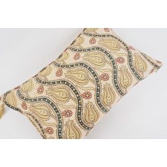 Fabric Pillow,Fabric Pillow 16x24,Beige Water Line Tulip Pattern Turkish Jacquard Fabric Pillow Cover,Chenille Fabric Pillow