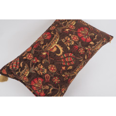 Fabric Pillow,Fabric Pillow 16x24,Brown Caucasus Carnation Pattern Turkish Jacquard Fabric Pillow, Decorative Bohemian Pillow