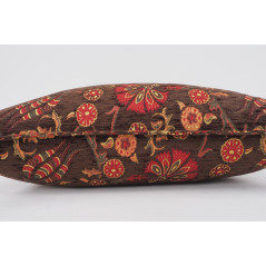 Fabric Pillow,Fabric Pillow 16x24,Brown Caucasus Carnation Pattern Turkish Jacquard Fabric Pillow, Decorative Bohemian Pillow