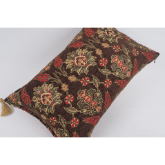 Fabric Pillow,Fabric Pillow 16x24,Brown Topkapi Palace Tulip Pattern Turkish Jacquard Fabric Pillow ,Throw Pillow,Sofa Pillow