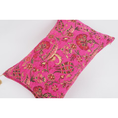 Fabric Pillow,Fabric Pillow 16x24,Mazenda Pink Caucasus Carnation Pattern Turkish Fabric Pillow Cover,Decorative Bohemian Pillow
