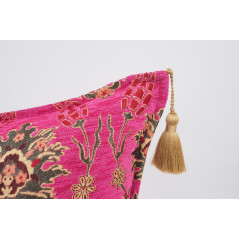 Fabric Pillow,Fabric Pillow 16x24,Mazenda Pink Topkapi Palace Tulip Pattern Turkish Jacquard  Fabric Pillow Cover,Throw Pillow