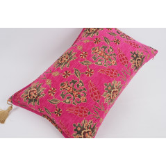 Fabric Pillow,Fabric Pillow 16x24,Mazenda Pink Topkapi Palace Tulip Pattern Turkish Jacquard  Fabric Pillow Cover,Throw Pillow