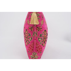 Fabric Pillow,Fabric Pillow 16x24,Mazenda Pink Topkapi Palace Tulip Pattern Turkish Jacquard  Fabric Pillow Cover,Throw Pillow