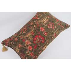 Fabric Pillow,Fabric Pillow 16x24,Moss Green Tulip Pattern Turkish Pattern Turkish Jacquard Fabric Pillow,Throw Bohemian Pillow