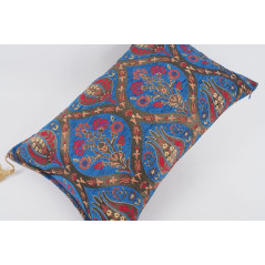 Fabric Pillow,Fabric Pillow 16x24,Navy Blue Morocco Pattern Turkish Jacquard Fabric Pillow Cover,Chenille Fabric Bohemian Pillow