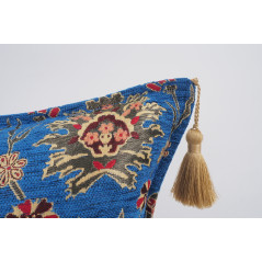 Fabric Pillow,Fabric Pillow 16x24,Navy Blue Topkapi Palace Tulip Pattern Turkish Jacquard Fabric Pillow Cover,Throw Pillow Case