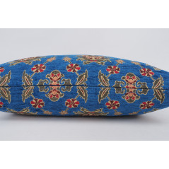 Fabric Pillow,Fabric Pillow 16x24,Navy Blue Topkapi Palace Tulip Pattern Turkish Jacquard Fabric Pillow Cover,Throw Pillow Case