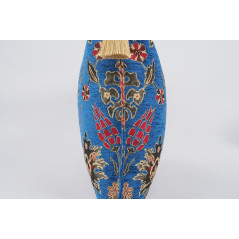 Fabric Pillow,Fabric Pillow 16x24,Navy Blue Topkapi Palace Tulip Pattern Turkish Jacquard Fabric Pillow Cover,Throw Pillow Case