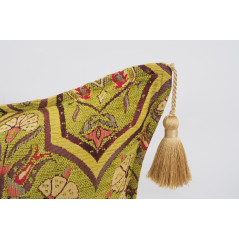 Fabric Pillow,Fabric Pillow 16x24,Pistachio Green Carnation Pattern Turkish Pattern Jacquard Fabric Pillow,Bohemian Throw Pillow