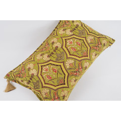 Fabric Pillow,Fabric Pillow 16x24,Pistachio Green Carnation Pattern Turkish Pattern Jacquard Fabric Pillow,Bohemian Throw Pillow