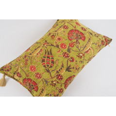 Fabric Pillow,Fabric Pillow 16x24,Pistachio Green Caucasus Carnation Pattern Turkish Fabric Pillow, Decorative Bohemian Pillow